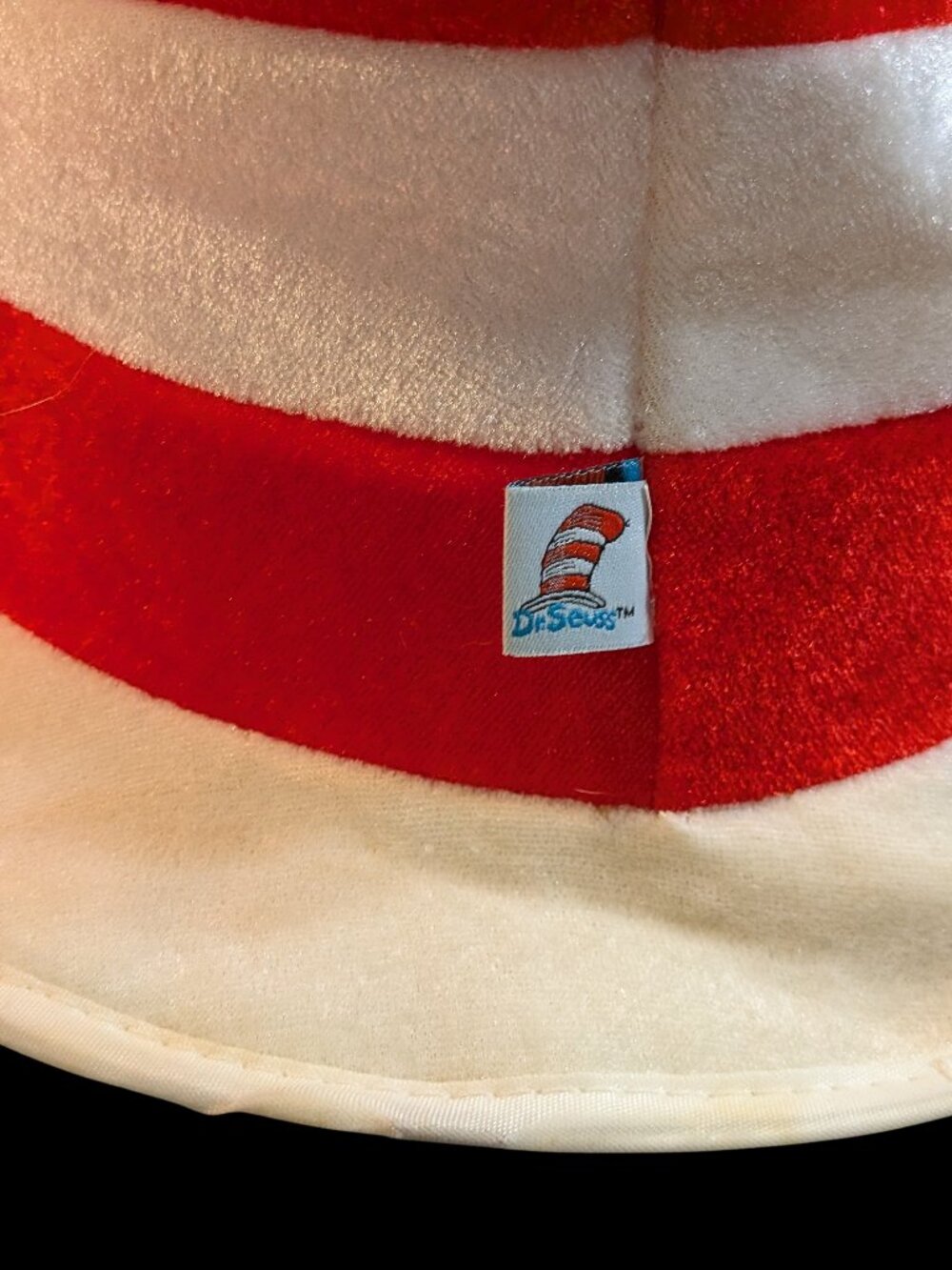 Dr. Seuss Cat in the Hat Red White Striped Plush Halloween Costume Hat Official